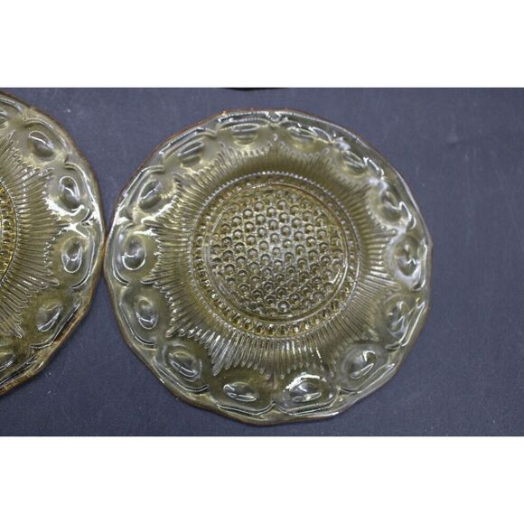 Vintage Bartlett Collins 3 Green & 3 Amber Glass  Bread Plates 5 3/4” - Picture 11 of 13